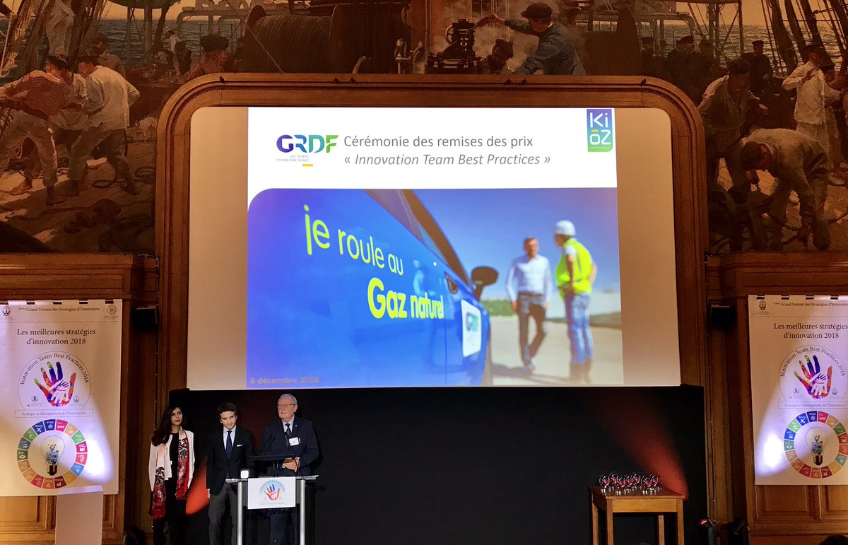Présentation par l’équipe #Innovation de #GRDF, au 7ème Grand Forum des Stratégies d’Innovation, de la démarche #KioZ qui s’articule en 7 principes: engagement, accompagnement, collaboration &amp; intelligence collective, rapidité, mise en œuvre, reconnaissance, REX. #FiertéGazière
