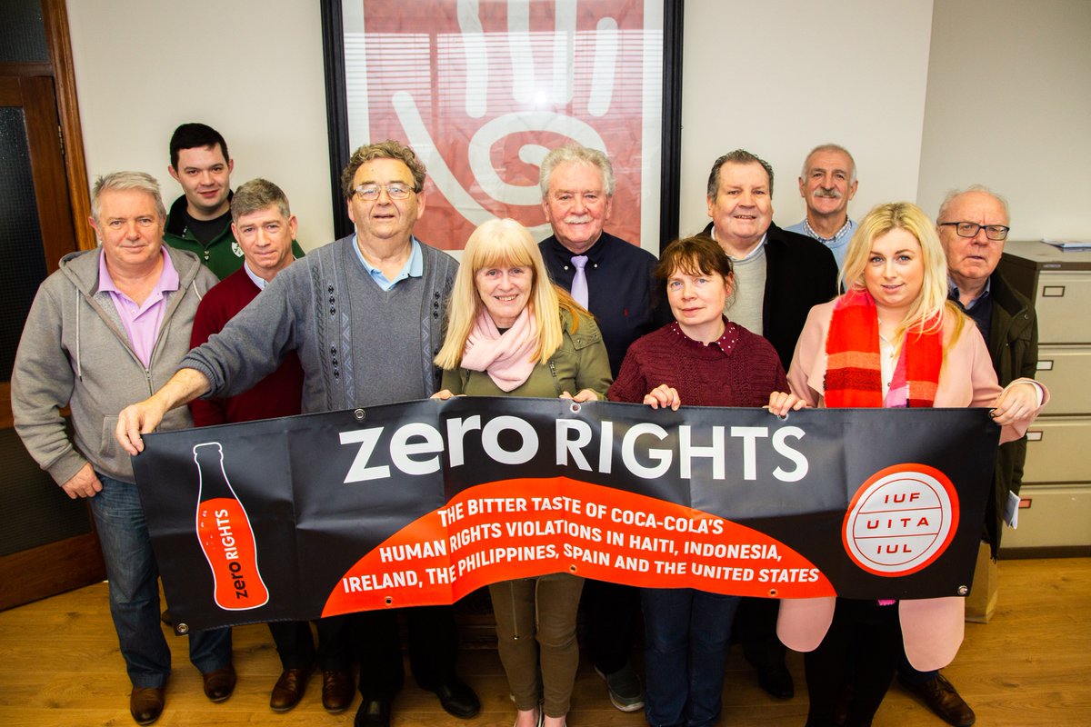 SIPTU's tweet photo. SIPTU members stand in solidarity with @CocaCola workers all over the world fighting against #ZeroRights in #CocaCola

Our members in @cocacolaie Ballina are demanding management implement a Labour Court recommendation and engage with our union! #ourSIPTU https://t.co/vXPJDjX3JG