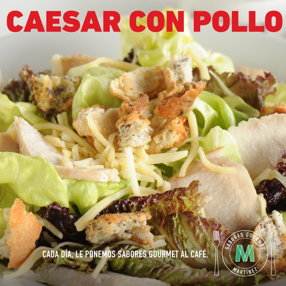 cafemartinez's tweet photo. Es clásica, es fresca, es rica, es la Caesar con pollo: la ensalada perfecta en el mes perfecto. Pasá por una de nuestras tiendas y disfrutá esta delicia. #CaféMartínez #NuevoMenúVerano #EnsaladaCaesar https://t.co/gtRGzb9omB
