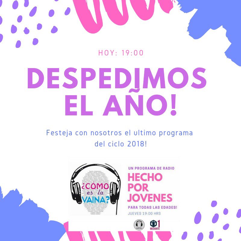 #hoy Despedimos el ciclo 2018 No te pierdas el último programa de la temporada! Veinte a <a href="/mediarteuruguay/">MEDIARTE</a> y despedí el año con la Vaina! #lavainaentrevista🎤🎧 a <a href="/agusferremusica/">agustin ferreyra</a> #humor <a href="/Die_Dominguez/">La Diega</a> #deportes <a href="/Rodrigo_Ev92/">Rodrigo Sebastián</a>