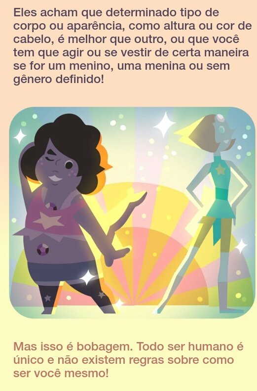 vocês conhecem crianças!? MOSTREM PRA ELAS
stevenuniverseselfesteem.com.br/storybook.html

#StevenUniverse #LGBTQI #genderfluid #education #gendersucks
