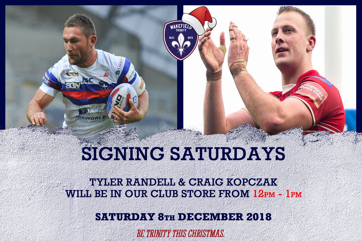 WTrinityRL's tweet photo. ✍️ SIGNING SATURDAYS
➡️ This Saturday, December 8 we have Tyler Randell & Craig Kopczak in our @ridingscentre club store from 12pm!
👀 We hope to see you there!
#BeTrinity https://t.co/fQwVDruW06