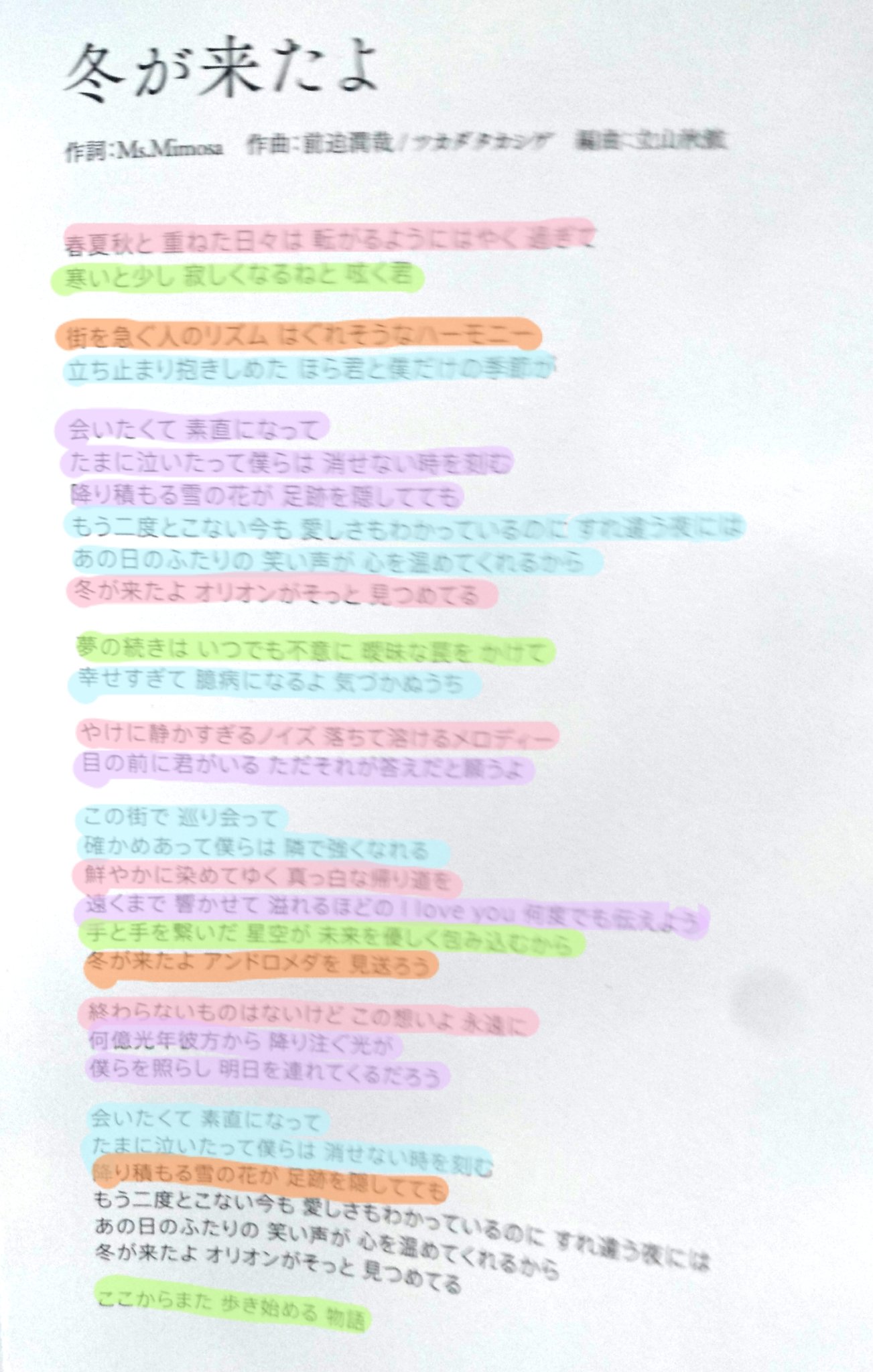 さとう Believe My Dream 冬が来たよ ワガママlady 歌割こんな感じかな と思ってパート割してみたけどもし違うとこあったら教えてください 多分違う そしてスパークライトは断念した 笑 カラクリだらけのテンダネス すっぴんkiss