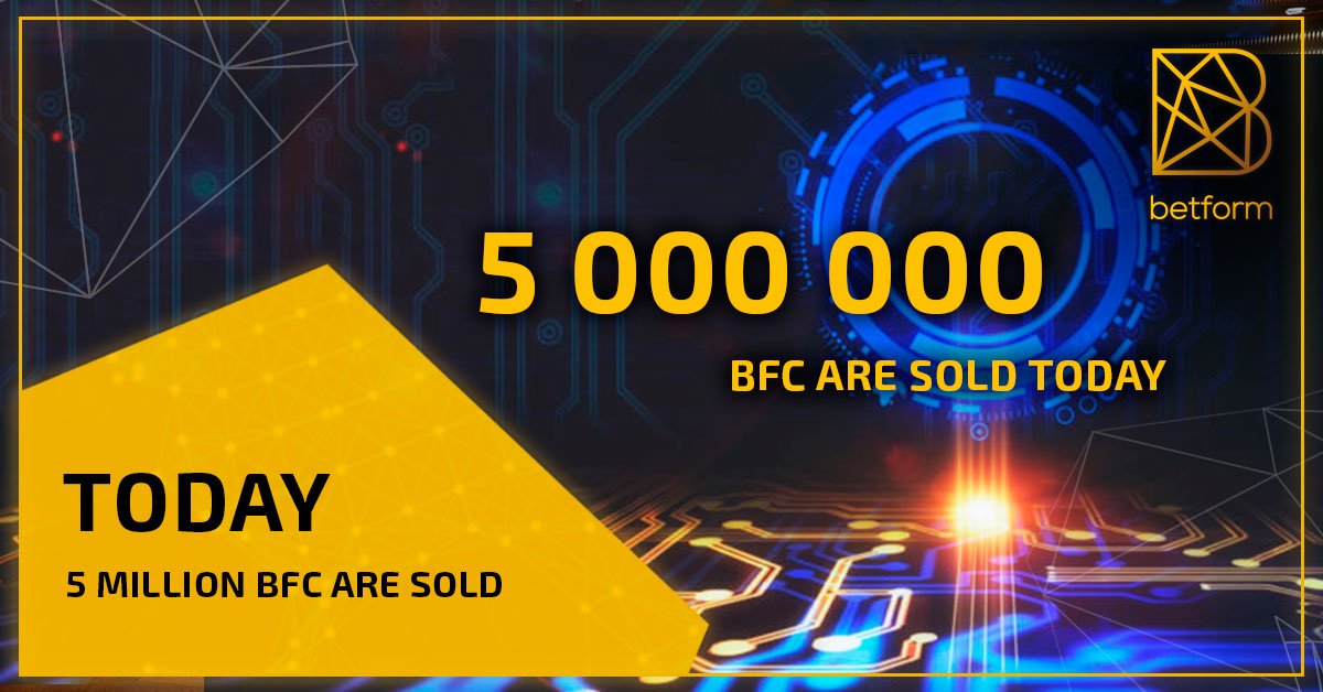 We are happy to tell you about our achievement🚀🚀🚀
Today we sold  5 million tokens💰
We continue to move towards our goals☄️
Follow our news: betformcoin.io