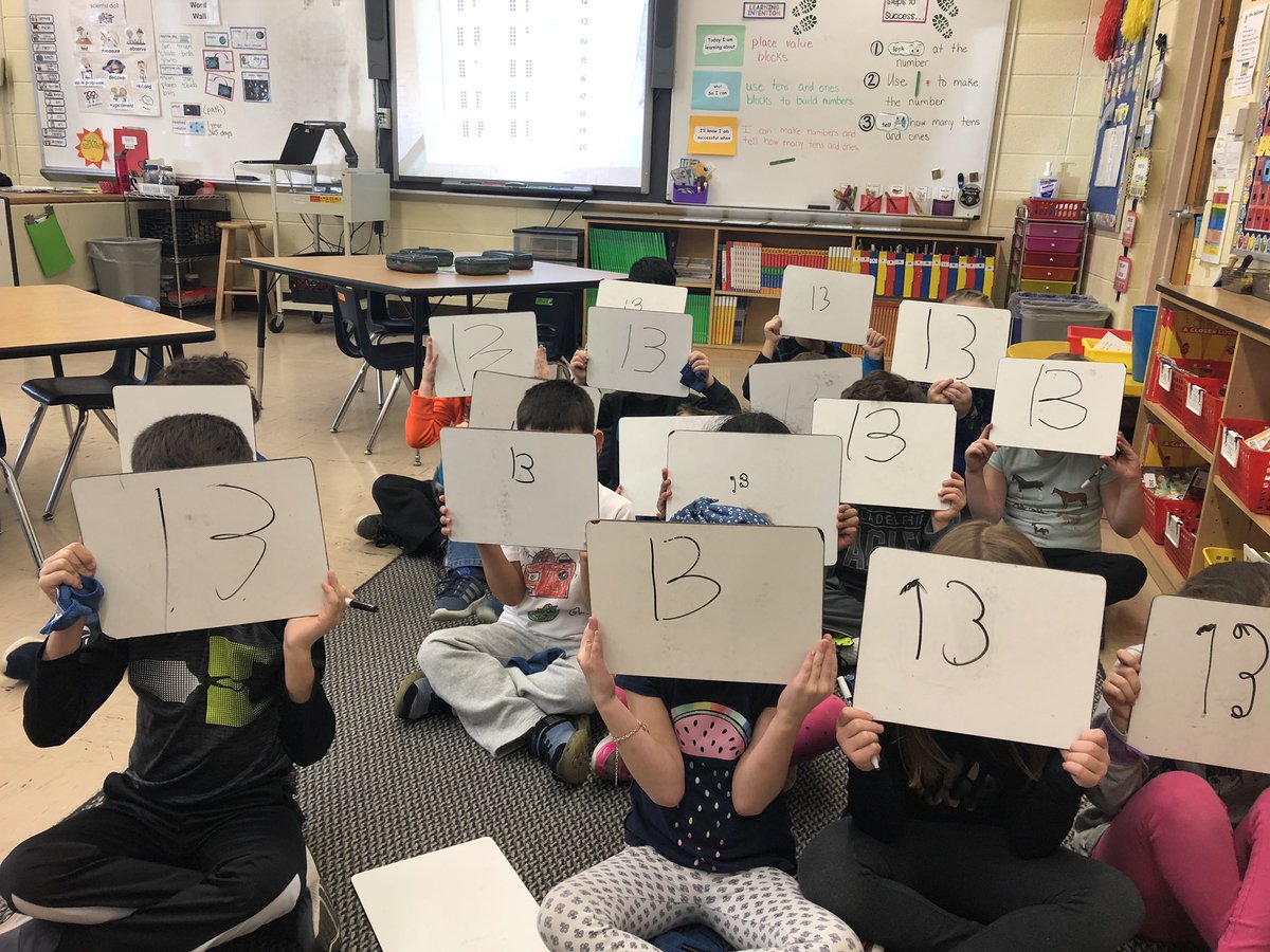 MrsBigora1st's tweet photo. Pick a card, tell us how many tens and ones are in your number, and we will write the number. #thisisCMS #welovemathgames @CMS4Learning https://t.co/prs3nv2OhI