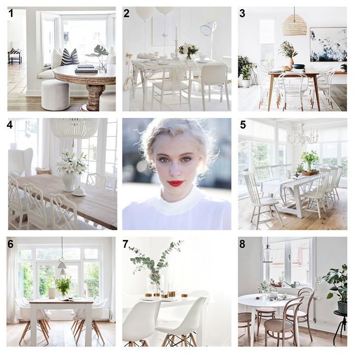 ALL-WHITE AESTHETIC: DINING ROOM

1. Cynthia Grasseth
2. Pam
3. Pinterest
4. Smart furniture
5. bloglovin
6. solebich
7. Pinterest
8. Ulyana