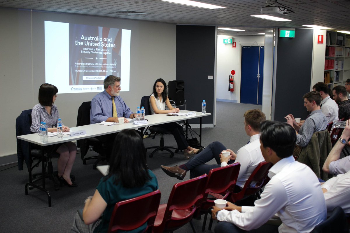 Does #IndoPacificStrategy and #FOIP mean the same thing? How is this approach different from Obama’s #PivotToAsia? #PFYoungLeaders were asked LOTS of thoughtful questions by young thinkers at #CanberraNextGen. Many thanks to @USSC @AIIANational @USAembassyinOZ @PacificForum