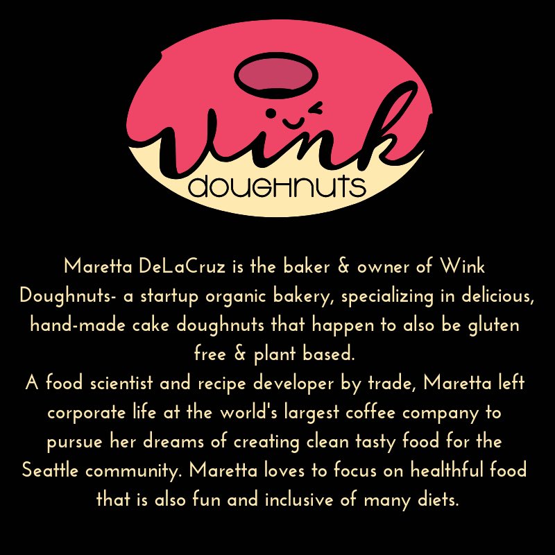thislifeseattle's tweet photo. Vegan Foodie Forum tonight! Meet the mind behind the sweets of Wink Doughnuts 🍩 #Seattle #plantbased #doughnuts https://t.co/nFooNUB4Cs