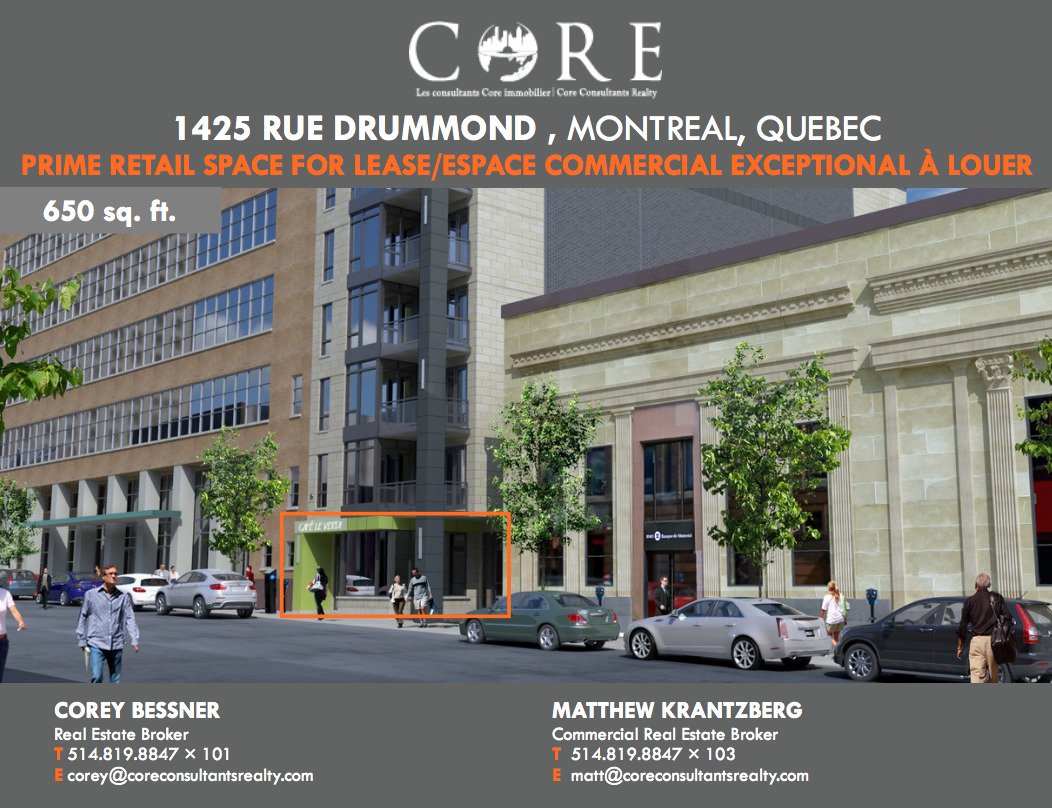 PRIME RETAIL SPACE FOR LEASE | 1425 RUE DRUMMOND , MONTREAL, QUEBEC | 650 sq. ft.

#retailspace #forlease #commercialleasing #CoreConsultantsRealty

amp.gs/gW0G