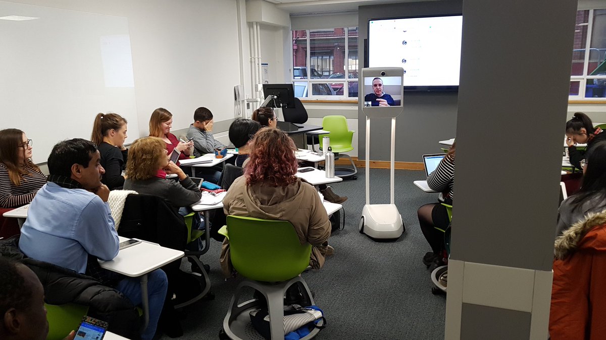 Big thanks to @dajbelshaw for beaming into our class on the future of learning (#edu8213) to talk about the essential elements of #digitalliteracy.  It's part mind set and part  skill set and all depends on context.  <a href="/secls/">NCL School of ECLS</a> #DigitalLiteracy <a href="/suitabletech/">Beam Telepresence</a> <a href="/TheCLAlliance/">#ConnectedLearning</a>