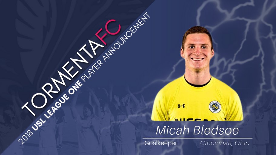 Tormenta_FC's tweet photo. For this #TormentaThursday, we stay on the trend of GOALKEEPERS. Introducing: Micah Bledsoe!!
At 6'5", Micah has professional experience with @loucityfc and @NashvilleSC
Welcome Micah! Let's win championships ✊🏻
https://t.co/4odeCuDrFp
#ProsStartHere #ProsAreHere #WeAreOne https://t.co/HgeB1FD4Tj