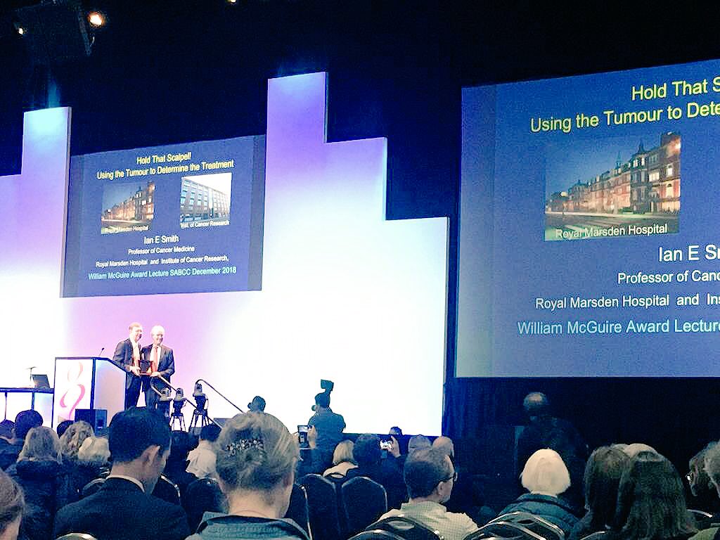 BCCare's tweet photo. Our warmest congratulations to eminent clinician, Professor Ian Smith @royalmarsdenNHS @ICR_London, on winning the prestigious William McGuire Award at #SABCS18! https://t.co/2WhT6KiB3o