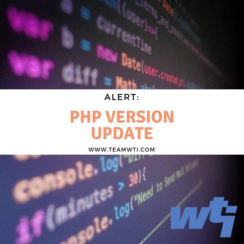 teamwti's tweet image. If you own a website you may need this important update!  bit.ly/2AUKIVL #PHP #OldCode