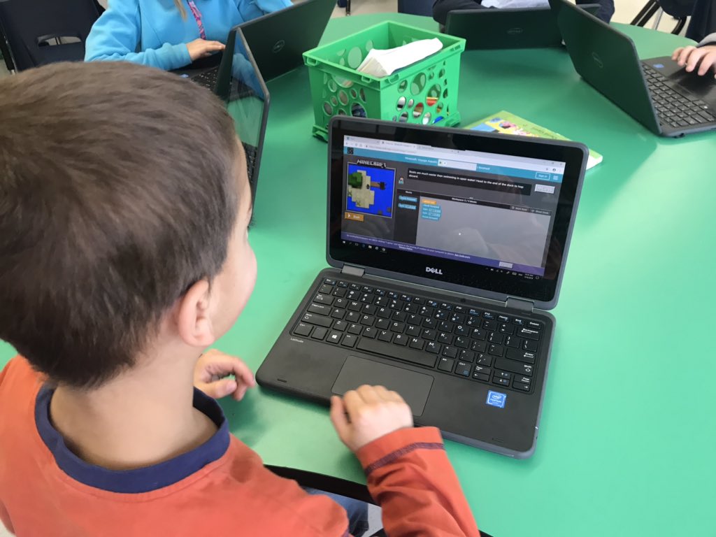 7Pcps's tweet photo. Diving in to the #hourofcode @Wellingtonucdsb with our new robotics!  Great problem solving and collaboration! @UC_ITS @techitan https://t.co/dQbe8SCFOD