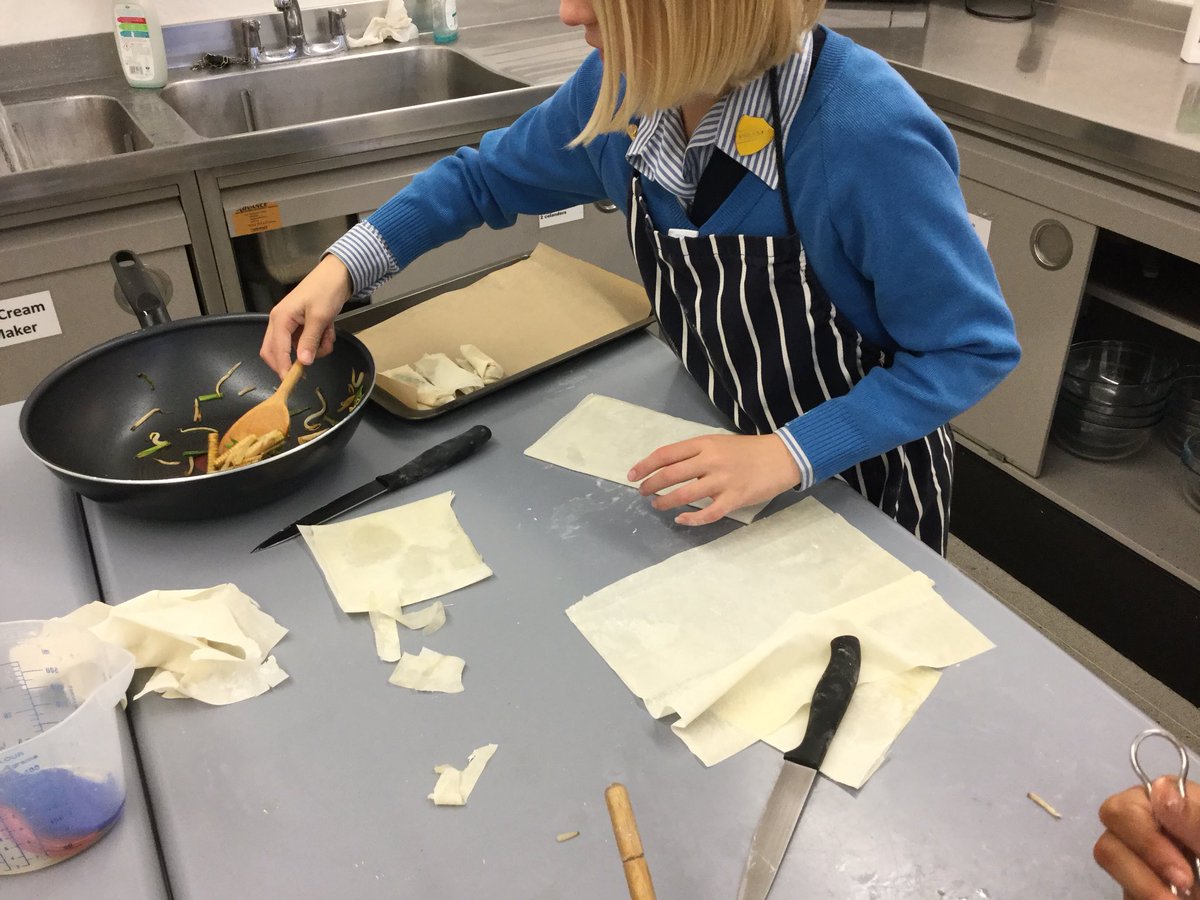 RMSFood's tweet photo. Year 6 making filo pastry vegetable rolls. #rms https://t.co/uZ16BuBFOH