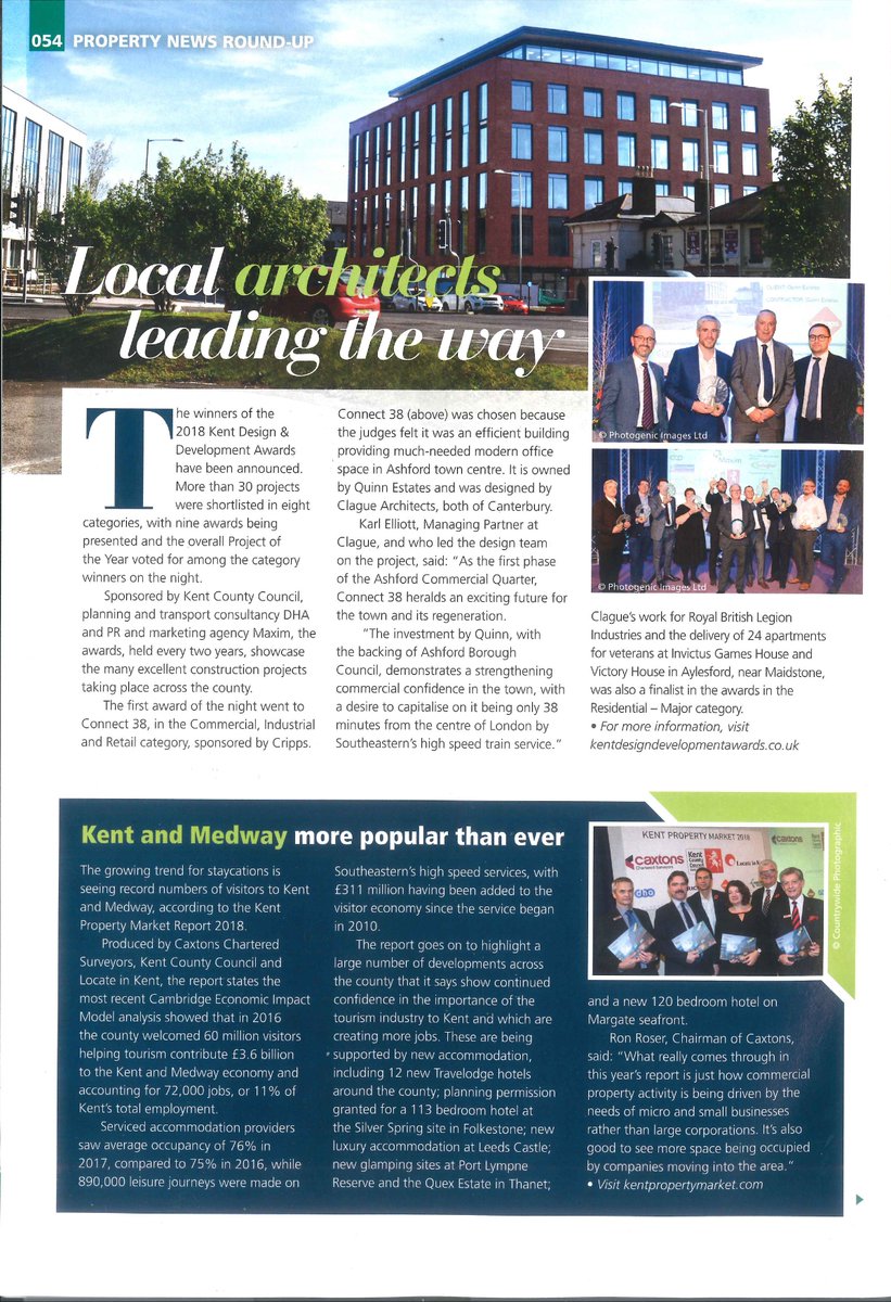 ClagueLLP's tweet photo. Did anyone spot us in the @IndexMagazineUK this month?
A recent article discussing the Kent Design and Development Awards and #Connect38.
Check it out below if you haven't already.
#inthenews #KDDA https://t.co/pbhBGhgowt
