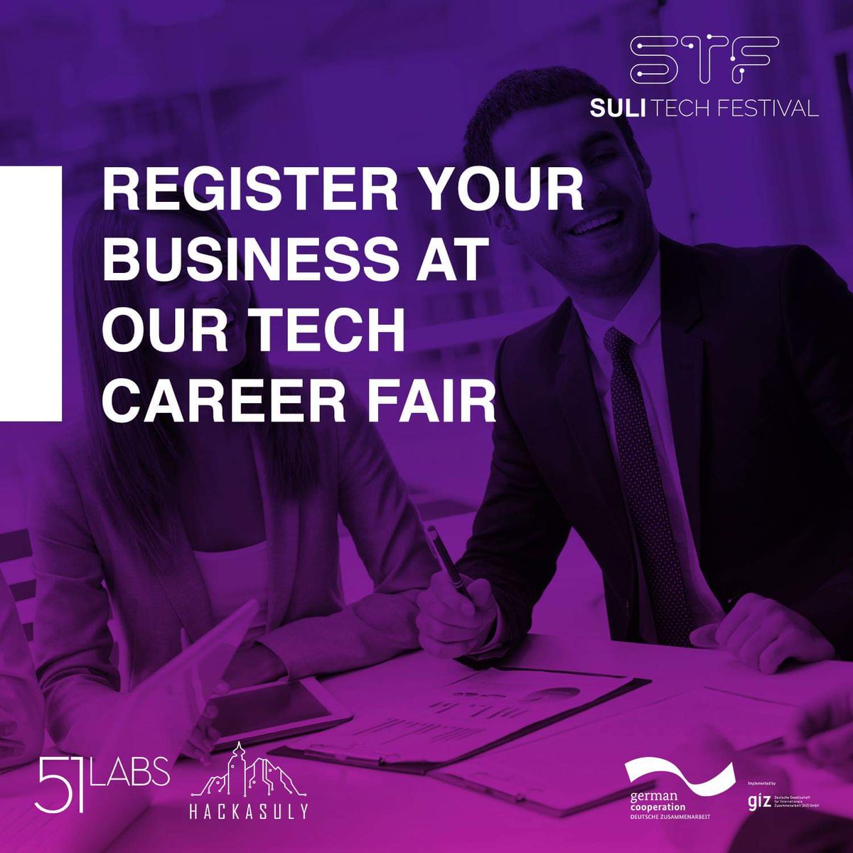 hackasuly's tweet photo. Are you struggling to find the right tech talent for your business needs? Contact us and register your booth at the Suli Tech Festival Career Fair and get to see the the smartest tech talent--programmers, designers, engineers, IT pros, etc in Kurdistan!
#SuliTechFest #HackaSuly https://t.co/JVDRVpVirQ