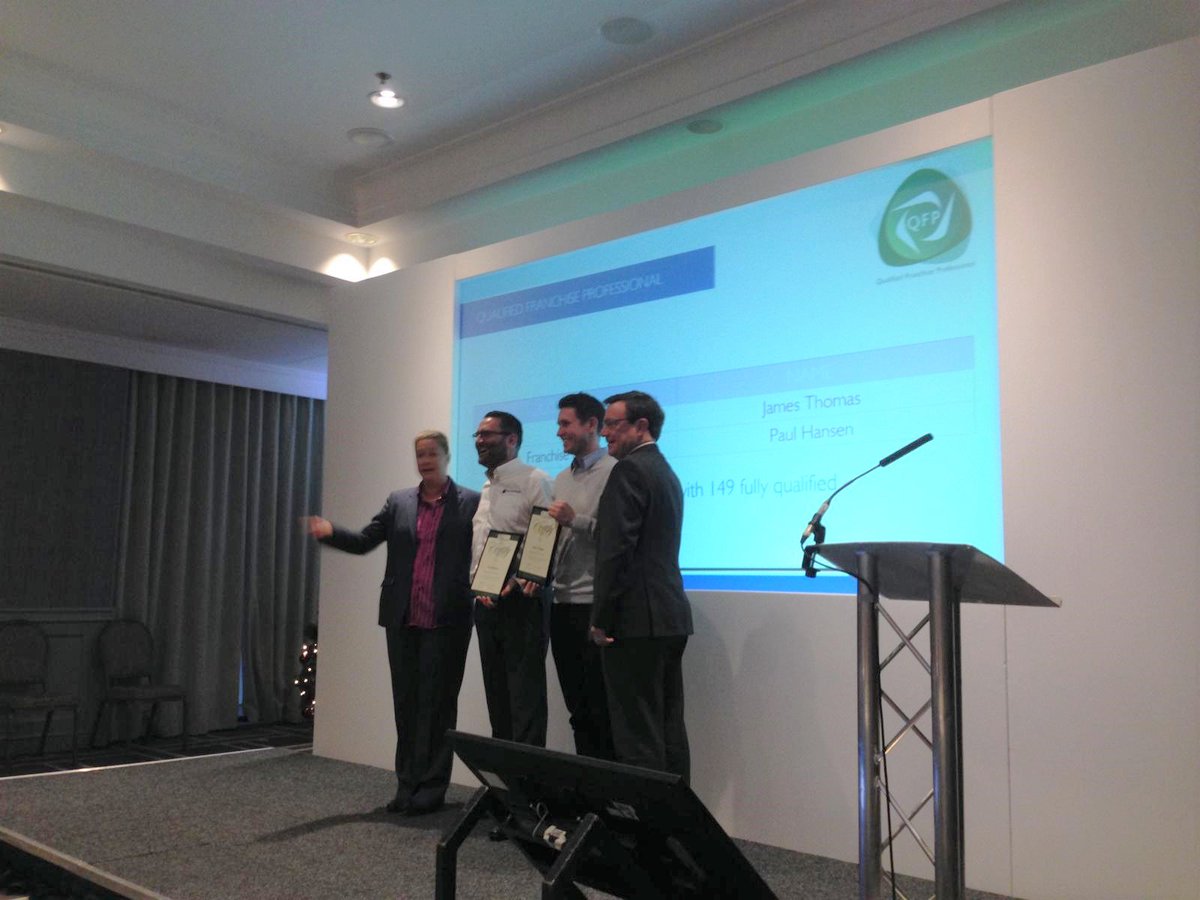 BFA_UK's tweet photo. Well done to James Thomas from @TeamDT_ and Paul Hansen from @FranchiseF who have just received their Qualified Franchise Professional qualification! #bfaAGM #bfaQFP https://t.co/7ayhP0usly