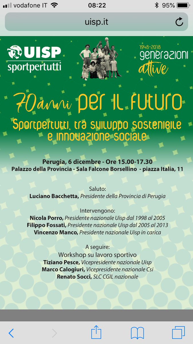 UispNazionale's tweet photo. Renato #Socci @SlcCgil #70anniUisp: “Riconoscere la funzione del lavoro all’interno del mondo sportivo” https://t.co/u80f4CX7Lz