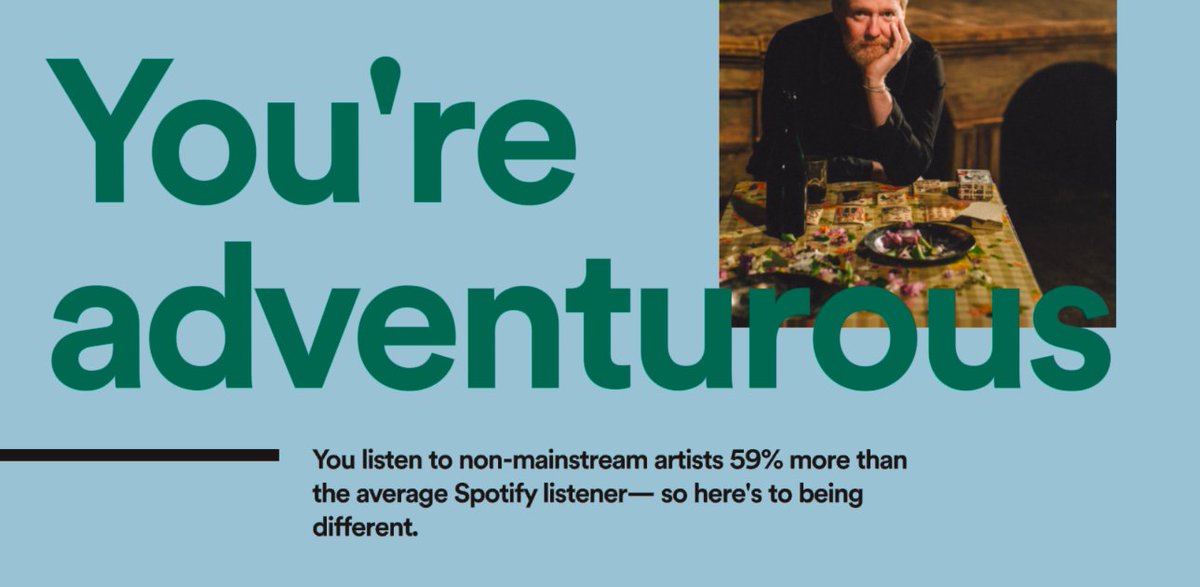 MadelynneRae's tweet photo. Music to a hipster's ears: "You listened to non-mainstream artists 59% more than the average @Spotify listener." 💁🏽‍♀️ #indie4ever #spotifywrapped #SpotifyWrapped2018 https://t.co/IqSOb7RL4M