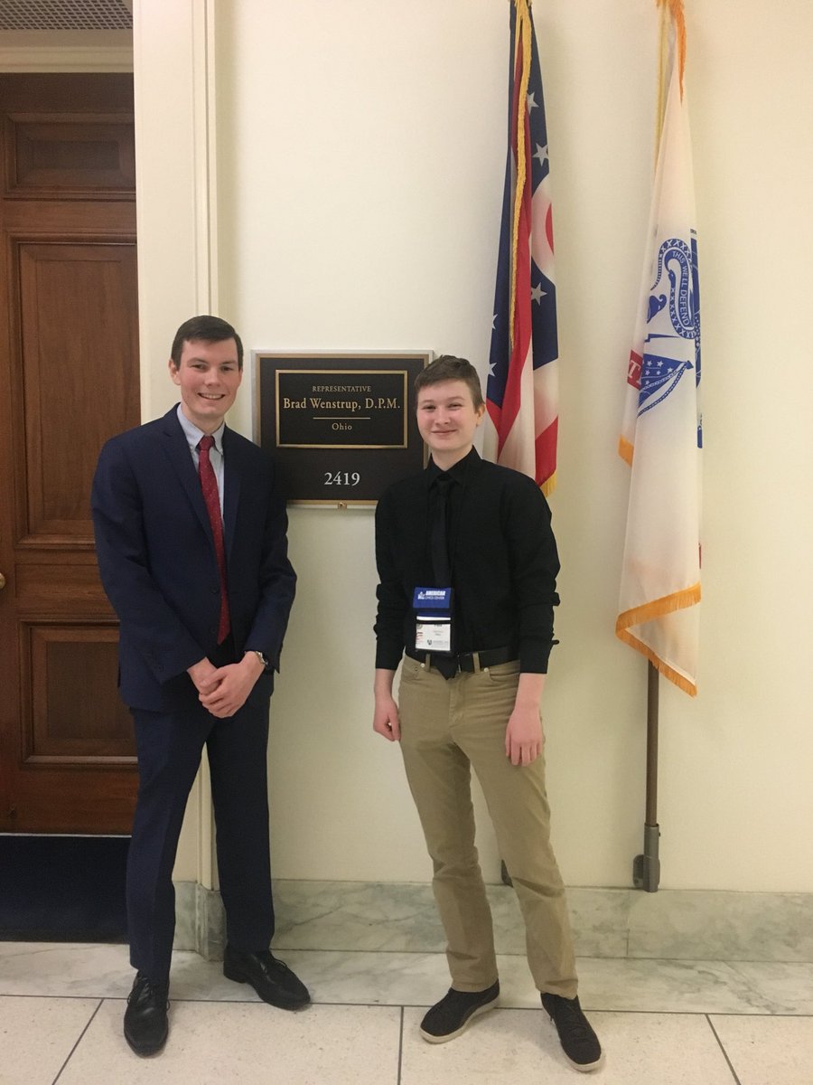 Thank you, Mr. Graeter from <a href="/RepBradWenstrup/">Rep. Brad Wenstrup</a> team, for meeting with Finn from #Germany, hosted in #Ohio. Fun fact - Finn’s host brother is an intern in Congressman’s office! #CivEdWeek