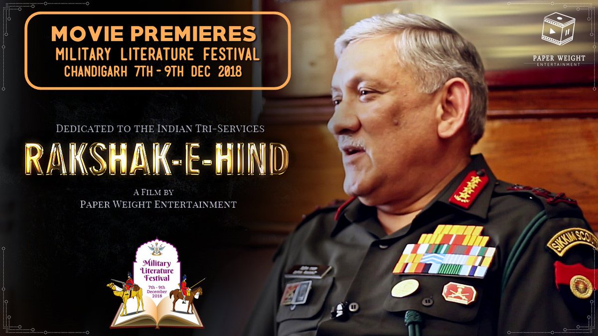 'RAKSHAK-E-HIND' premieres at @MilitaryLitFest 2018 at Chandigarh.
Dedicated to the Indian Tri-Services. #IndianArmy #IndianNavy #IndianAirForce