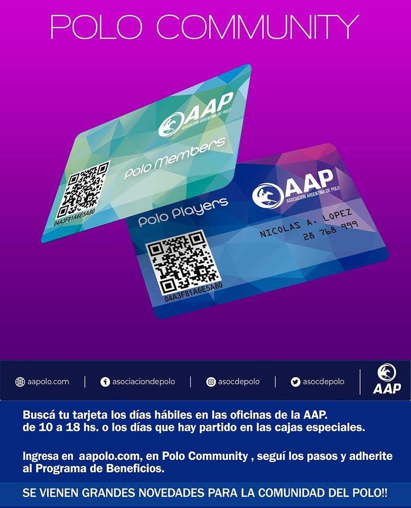 asocdepolo's tweet photo. ¿Ya te adheriste?
No te olvides de buscar tu tarjeta de polo player en las cajas enfrente a la tribuna C, en el sector especial para polistas.
Regustrate y pronto conocerás los beneficios de ser parte de la comunidad.
#SomosPolo
#polocommunity #poloplayers https://t.co/aW0AfbjL2v
