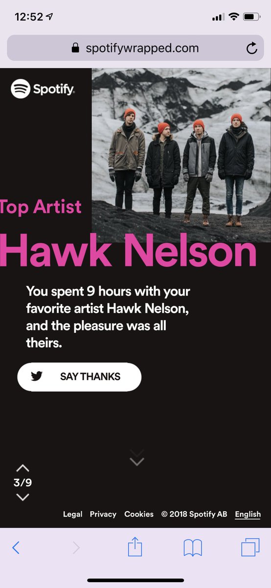 sarrrruhh's tweet photo. According to Spotify my 2018 music consisted majority of @hawknelson, so I’ll take it! Love you, Hawk Nelson!!! @jonsteingard @danbiro @davidniacaris @micahkuiper 💚🤗🤘🏼 https://t.co/5HUWeFeDiC