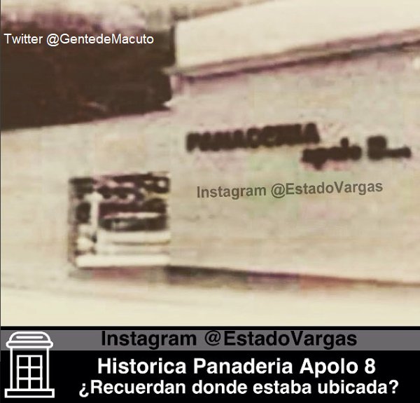 GentedeMacuto's tweet photo. #Vargas ¿En que año dejo de funcionar la histórica Panadería Apolo 8?¿Donde estaba ubicada? Comenta tu experiencia y cuales eran tus dulces preferidos en esta histórica Panadería Varguense #Macuto
 
-Pagina en Facebook: @GentedeMacuto e Instagram: @EstadoVargas https://t.co/3Vo0Mub3ht