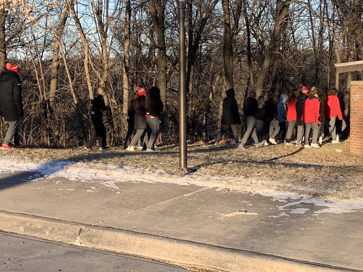 BreakerHockey's tweet photo. The once-a-year ritual. Pregame stop in Alex for a little walk and stretch and then our way to Fergus Falls to beat the Otters. #abitcold https://t.co/ssffer3cty
