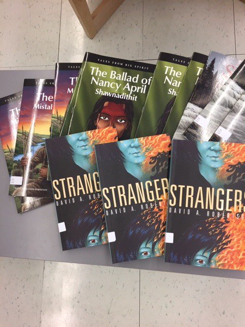 NijiLibrary's tweet photo. Our library is @DaveAlexRoberts rich! @PortageMainPres just keeps publishing books for Indigenous readers! https://t.co/2OCsQ3GiUj