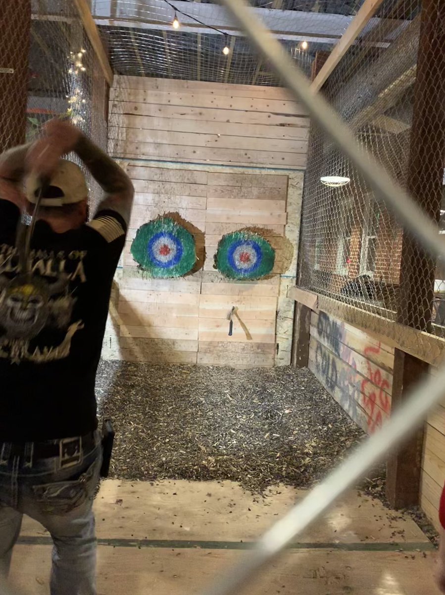 ZeonCorp's tweet photo. Some companies throw swanky holiday parties. We throw axes. ⚒🎄 #HappyHolidays #MerryChristmas #HolidayParty #TeamBonding #ZeonFamily #CompanyCulture https://t.co/tTEtcvsMn3