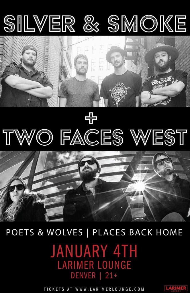🔸New 2019 Show Announcement❗ We are joining our good friends in <a href="/silverandsmoke/">Silver And Smoke</a> at <a href="/LarimerLounge/">Larimer Lounge</a> Friday Jan. 4th along with <a href="/PoetsandWolves/">Poets & Wolves</a> &amp; <a href="/placesbackhome/">Places Back Home</a> for an epic night of music! 

Tickets: 
Venmo @twofaceswestCo or online at
ticketfly.com/purchase/event…