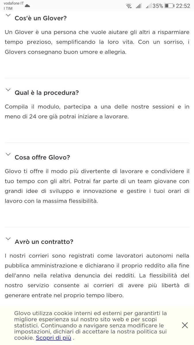 E lo chiamano lavoro ... Ops, Glovers, cori che aiutano gli altri con un sorriso a 32. Please, leggere
