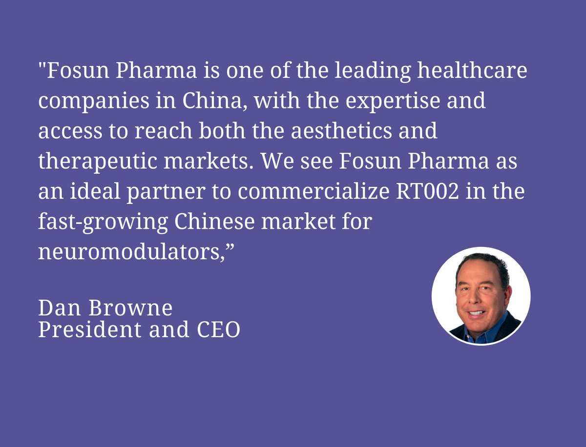 revance's tweet photo. Revance Announces China Market License Agreement with Fosun Pharma for RT002
– Upfront payment of $30 million, plus potential milestone payments up to $230 million and tiered royalties on future sales
Learn more at https://t.co/YtombYG3kz
#RevanceRising #neuromodulators $rvnc https://t.co/mT62TLuEnP
