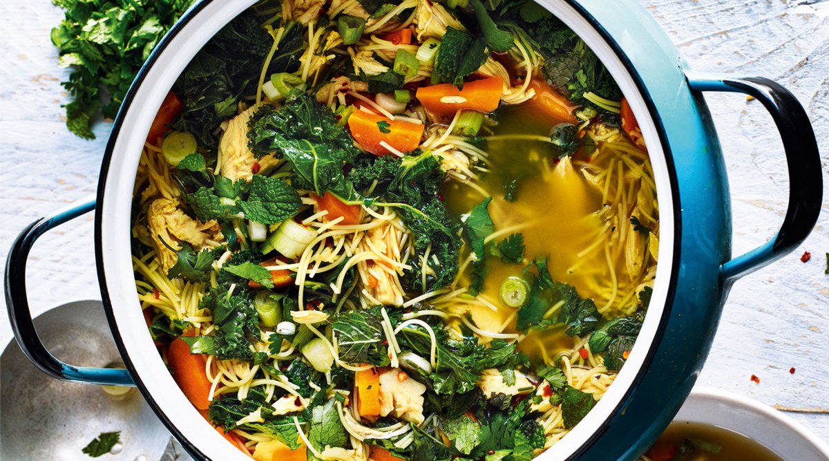 SplendidTable's tweet photo. Warm up with some Chicken & Turmeric Vermicelli Soup from @SabrinaGhayour. #soupfix https://t.co/1yE6uDdbIK https://t.co/C7BUuDa5lf