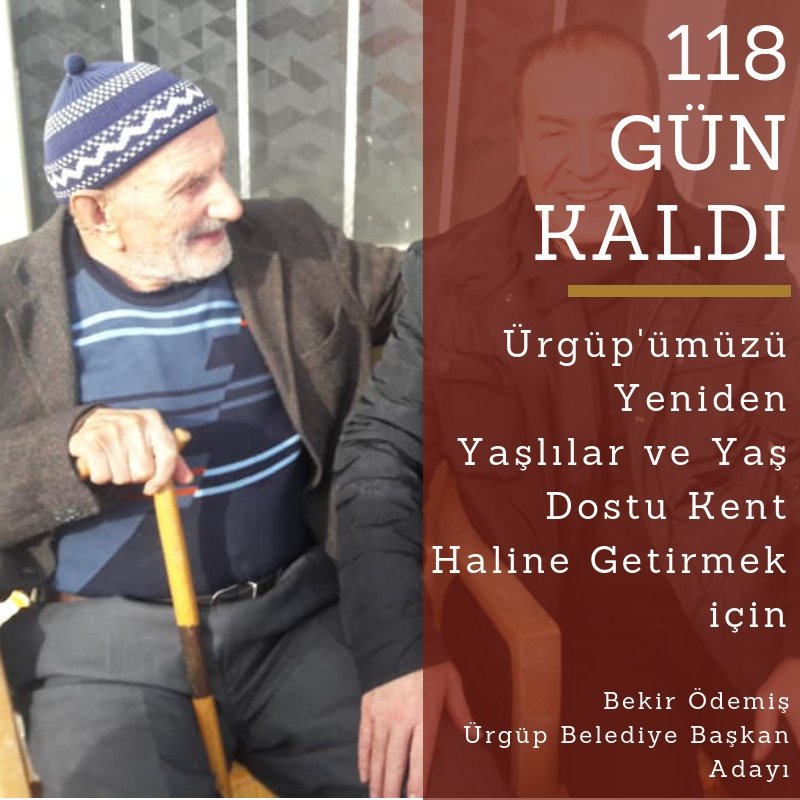 Ürgüp'ümüzü YENİDEN
Yaşlılar ve Yaş Dostu Bir Kent 
haline getirmek için 
118 GÜN KALDI...

BIRAKTIĞIMIZ YERDEN
#ürgüp #nevşehir #kapadokya #bekirödemiş