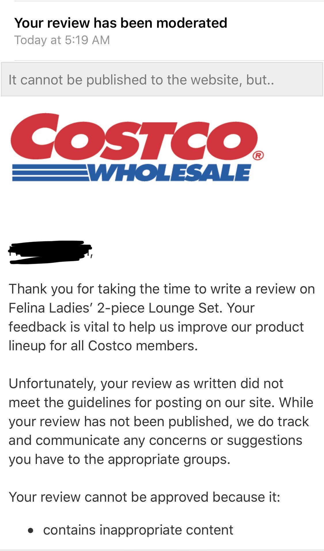 LibertyJ on X: Seriously? 1st pic, email letter from Costco 2nd pic, photo  of item on Costco website 3rd pic, my review of said item that Costco  deemed “inappropriate” WTAF?  /