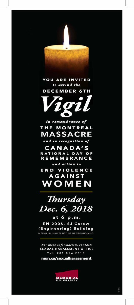 Jmsnow146's tweet photo. #December6 #Vigil @MemorialU https://t.co/ajlbCWxhYG