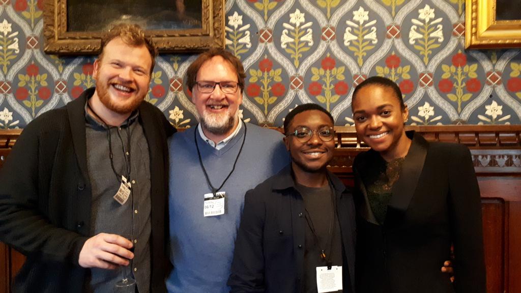 RevWhoGuest's tweet photo. A privilege to meet some of the great cast who'll be appearing in #StopandSearch by @vauxhallgabriel @arcolatheatre from January at the launch in the Houses of Parliament no less. @jessyeromeo @d_kirkbride1 #shaunmason #tylerlukecunningham #arcola #gabrielgbadamosi https://t.co/GERgtkLIXl
