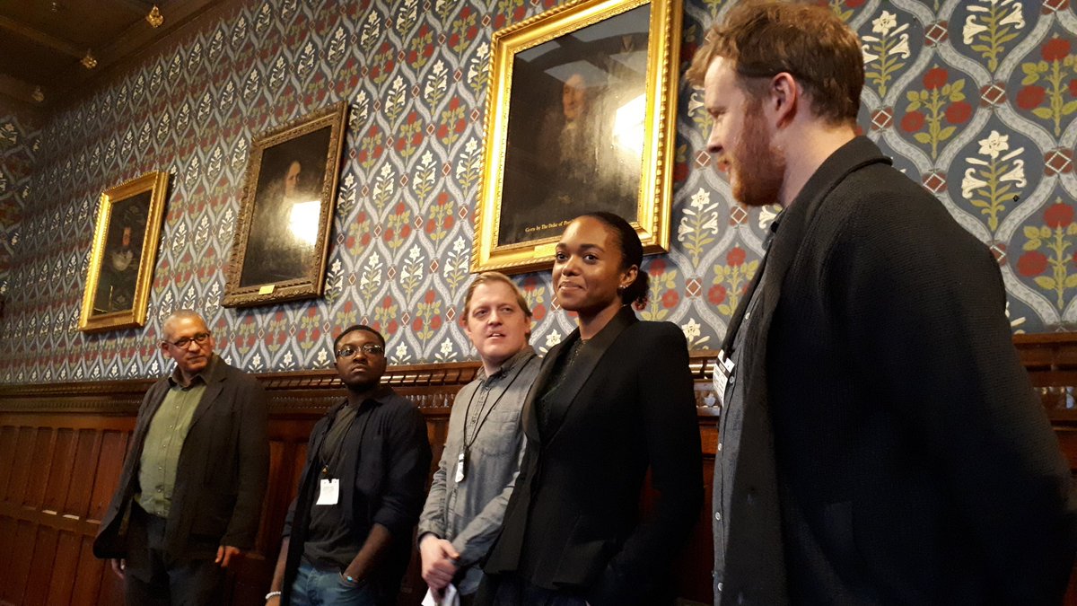 RevWhoGuest's tweet photo. A privilege to meet some of the great cast who'll be appearing in #StopandSearch by @vauxhallgabriel @arcolatheatre from January at the launch in the Houses of Parliament no less. @jessyeromeo @d_kirkbride1 #shaunmason #tylerlukecunningham #arcola #gabrielgbadamosi https://t.co/GERgtkLIXl
