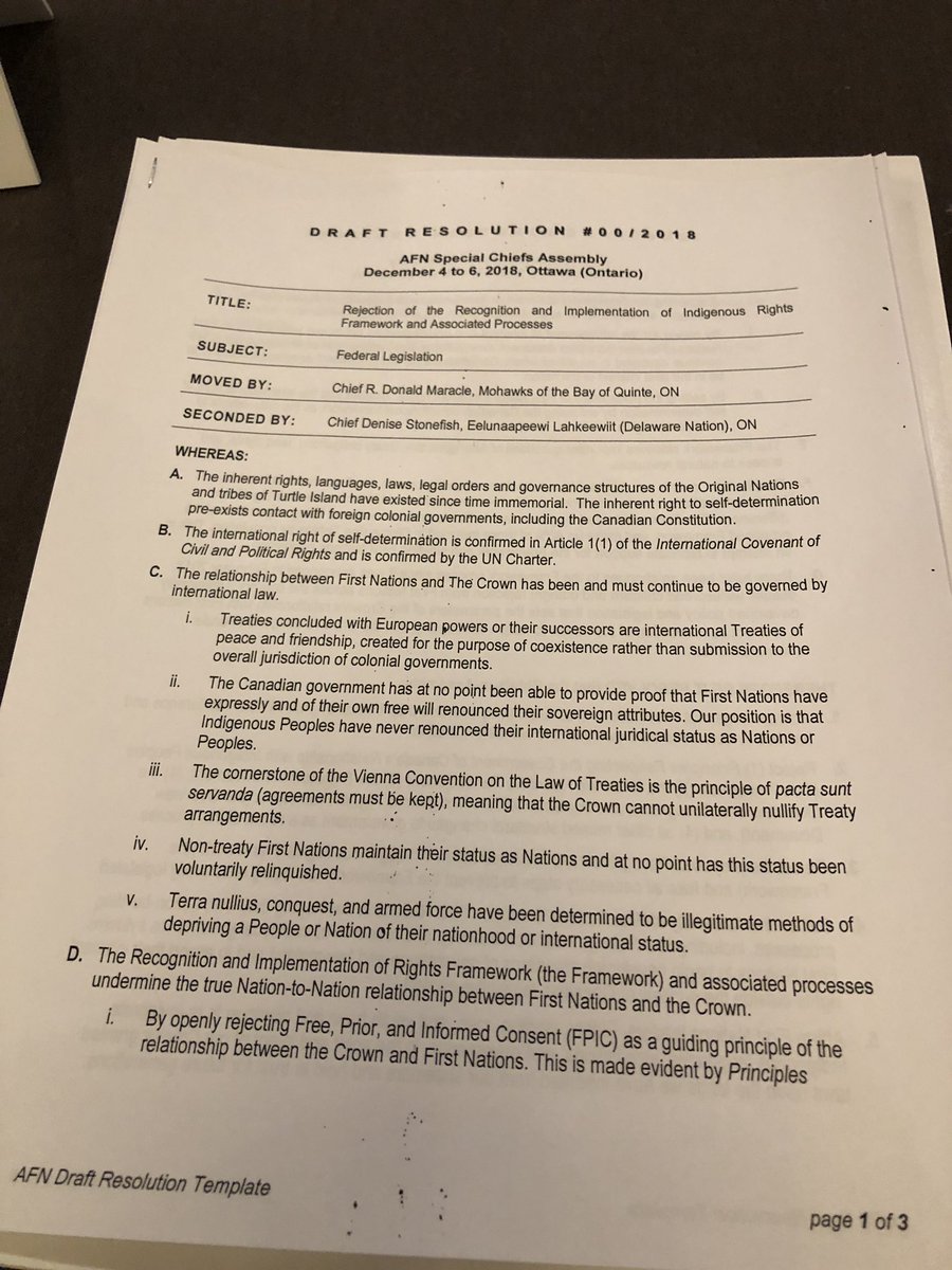 RussDiabo's tweet photo. The AFN SCA Resolution Rejecting the Federal 10 Principles, Engagement Process Docs, Overview Doc, Framework Legislation &amp; related structural changes passed by consent without amendments! https://t.co/UATSOfsSmV