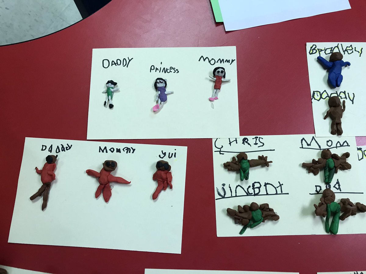 MrsColeTeaches's tweet photo. Working on our hand strength, fine motor skills and coordination in Kinder! Working with clay to make families! @ECSD_earlylearn @StClementECSD #ecsdfaithinspires https://t.co/nBazIpN6wM
