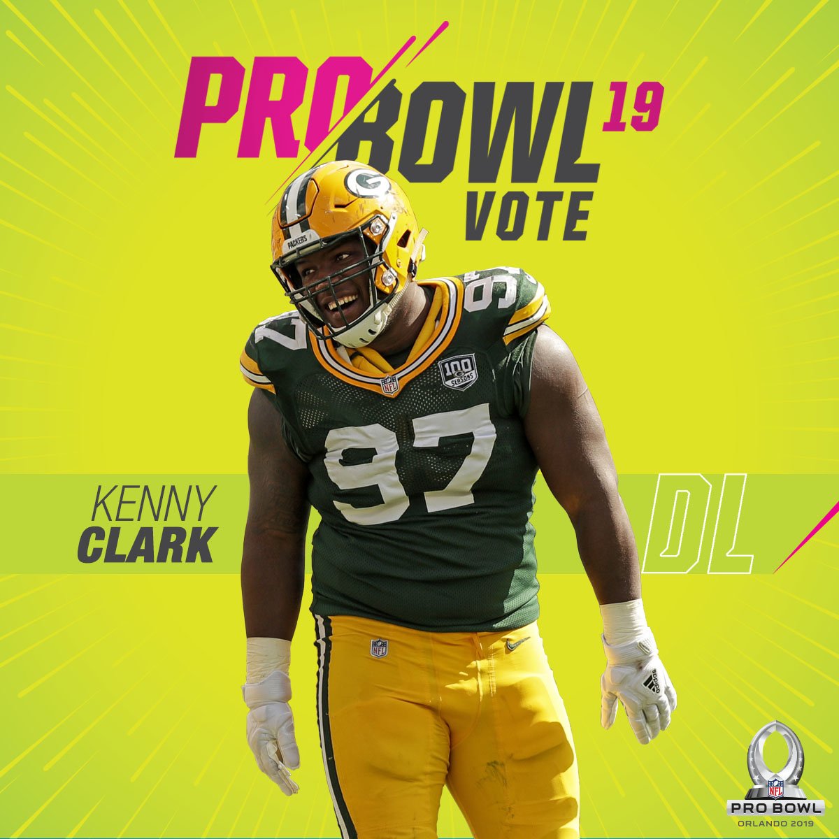 packers's tweet photo. One of the @NFL's best, on AND off the field. 

RETWEET to give Kenny Clark your #ProBowlVote + help him earn a $25,000 donation to his chosen charity, Prison Fellowship – Angel Tree, in the #WPMOYChallenge https://t.co/JdqD57Rj4Q