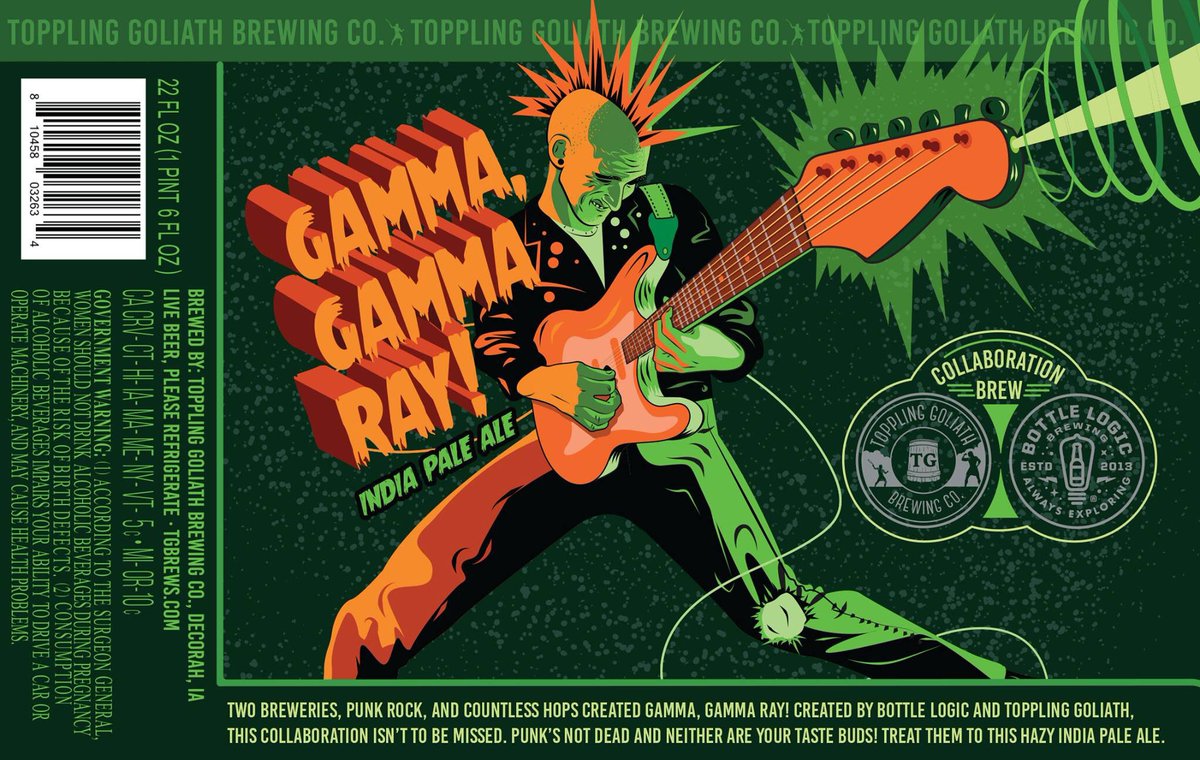 TGBrews's tweet photo. Gamma, Gamma Ray! Is on tap in our taproom and bombers are for sale in our cooler. Punk’s not dead and neither are your taste buds! This @BottleLogicBrew and @TGBrews collaboration packs a punch! https://t.co/VujcBOmWU3