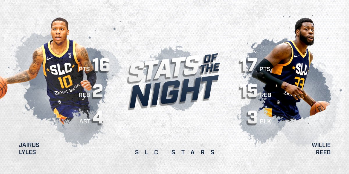 slcstars's tweet photo. Another double-double for #FeedTheReed and @_jlyles provided the spark off the bench. #StatsOfTheNight https://t.co/UwFgwsFhRp
