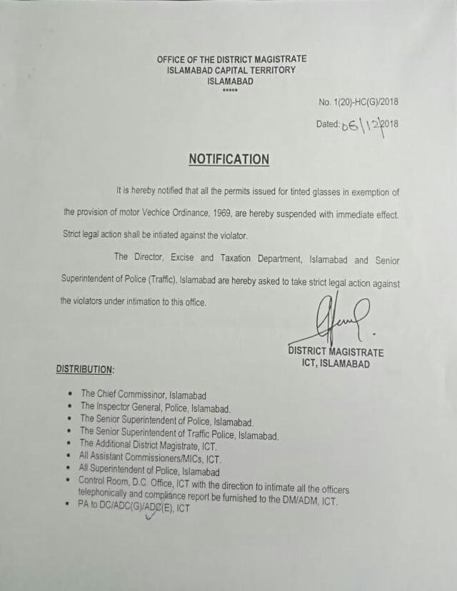Beware Islamabad Police Is In Action Against Tinted Glass Users Pakwheels Blog