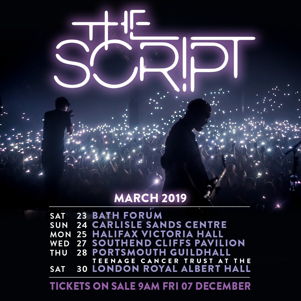 thescript's tweet image. In case you missed it, we’re very excited to be playing at the legendary Royal Albert Hall for @TeenageCancer on March 30th 2019.
To warm ourselves up, Bath, Carlisle, Halifax, Southend, Portsmouth… we’re coming for you 👊🏻
Tickets are on sale NOW! gigst.rs/TheScript