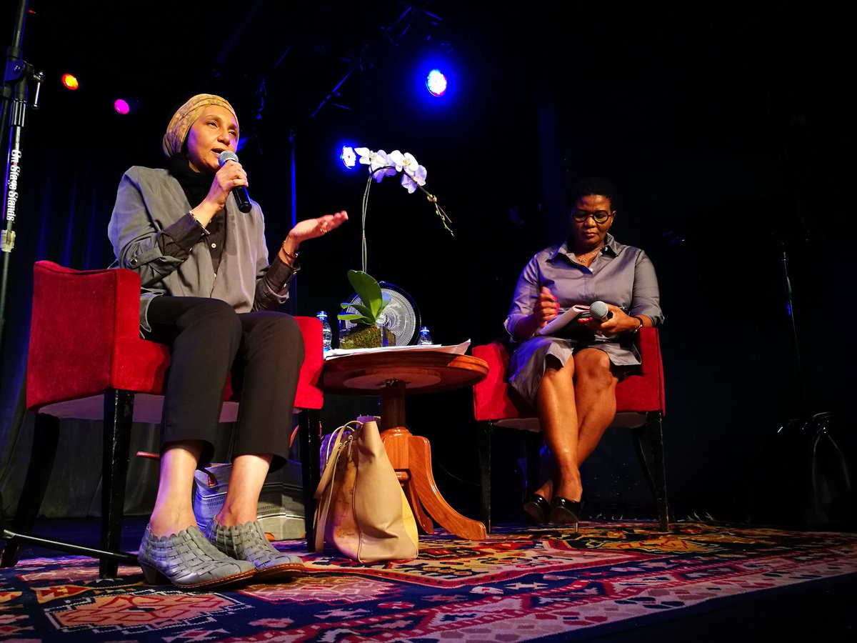 ArtsAliveJoburg's tweet photo. "As writers we should not be writing for the white gaze. We should be sincere. Even when the publishers are white, the agents are white. This is changing... But then what is white taste? " #LeilaAboulela
#AWWS18 https://t.co/zsmAmqNTWw