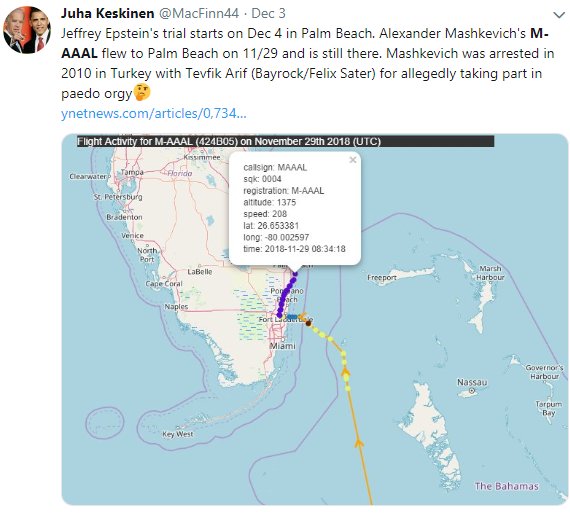 Jeffrey Epstein's (convicted child molester) N212JE 12/5/18 Teterboro-Palm BeachEpstein flew to Palm Beach the day after he settled the court case...ICYMI Mashkevich's M-AAAL has been in PB since 11/29"Epstein settles suit, averting victim testimony" https://www.wivb.com/news/national/jeffrey-epstein-wealthy-sex-offender-settles-suit-averting-victim-testimony/1642028994